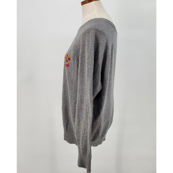 Torrid Womens 0=12 Gray Cotton Pullover Cheers Long Sleeve Sweater Pre-Owned - Picture 2 of 6
